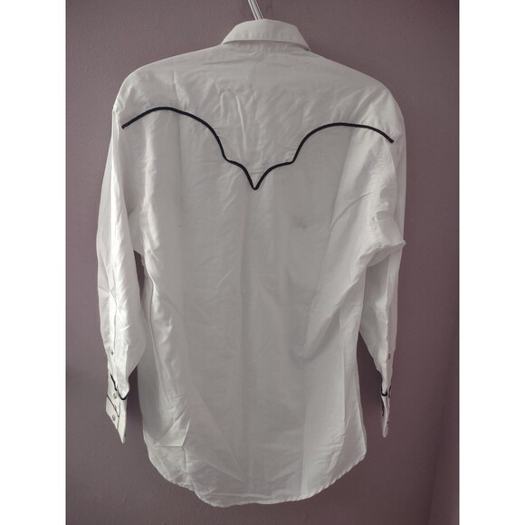 NWT Rockmount Ranch Wear Western Pearl Snap Ln Sleev  XS White Embroidered - Picture 8 of 10
